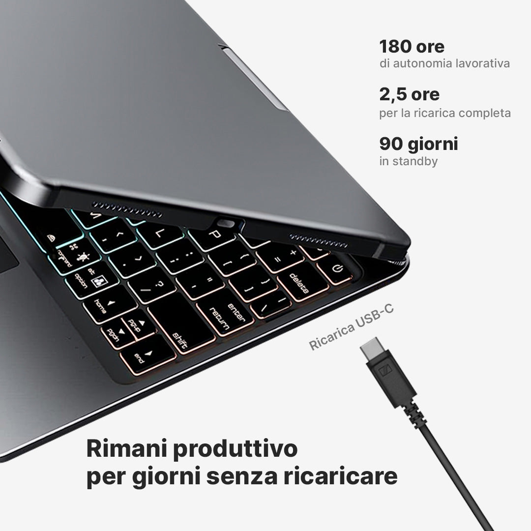 Custodia con Tastiera Wireless Rotate Pro per iPad