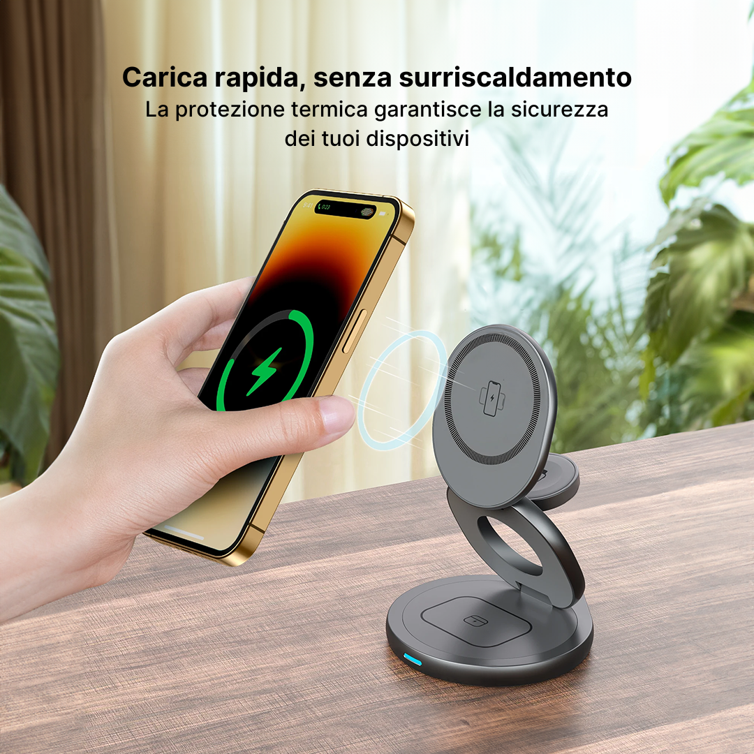 FlexCharge 3-in-1 Caricabatterie Wireless Magnetico