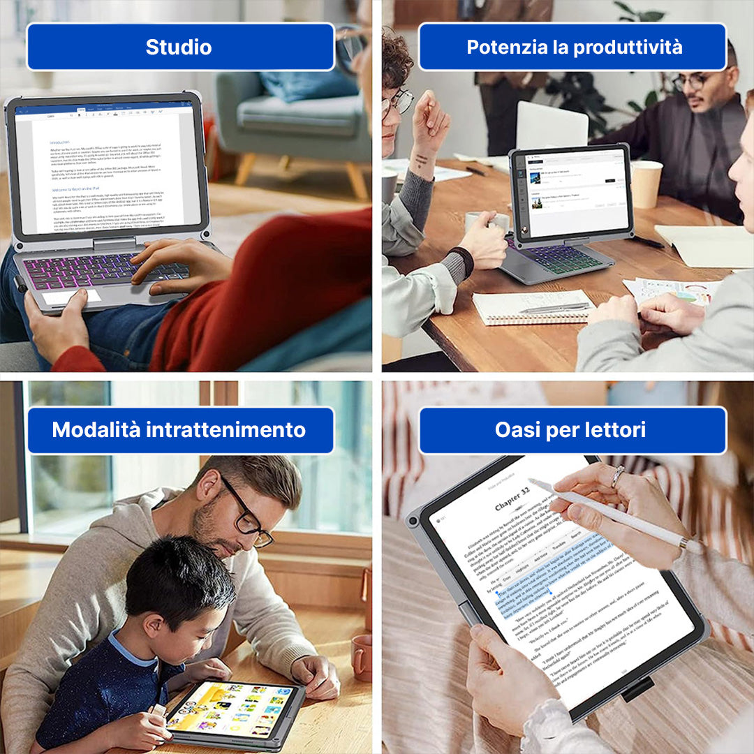 Custodia con Tastiera Wireless Rotate Pro per iPad