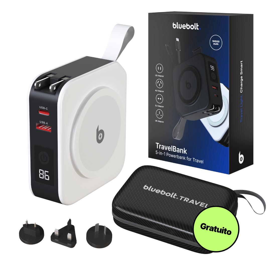TravelBank 5 in 1 Caricatore da Muro con Ricarica Wireless e Power Bank