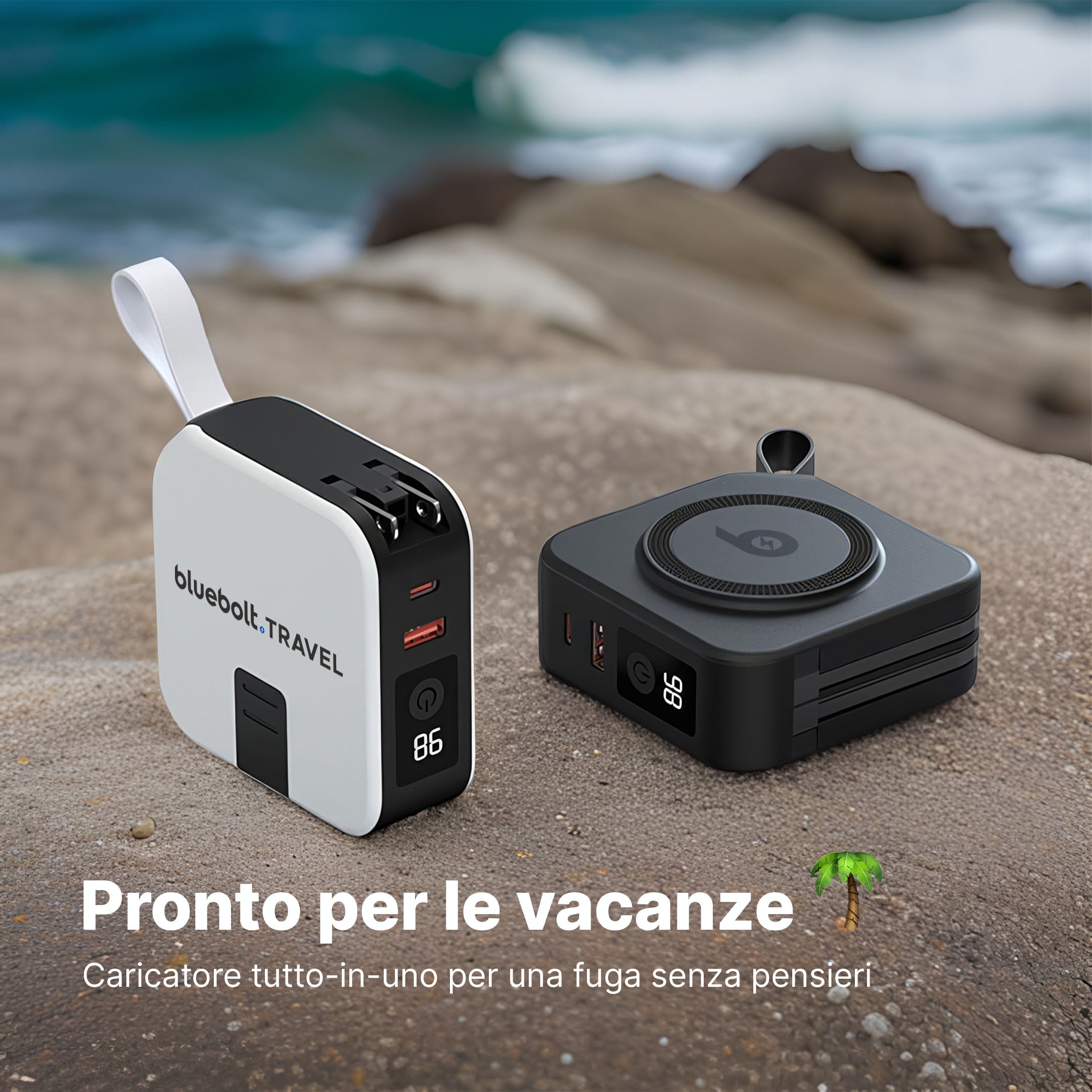TravelBank 5 in 1 Caricatore da Muro con Ricarica Wireless e Power Bank