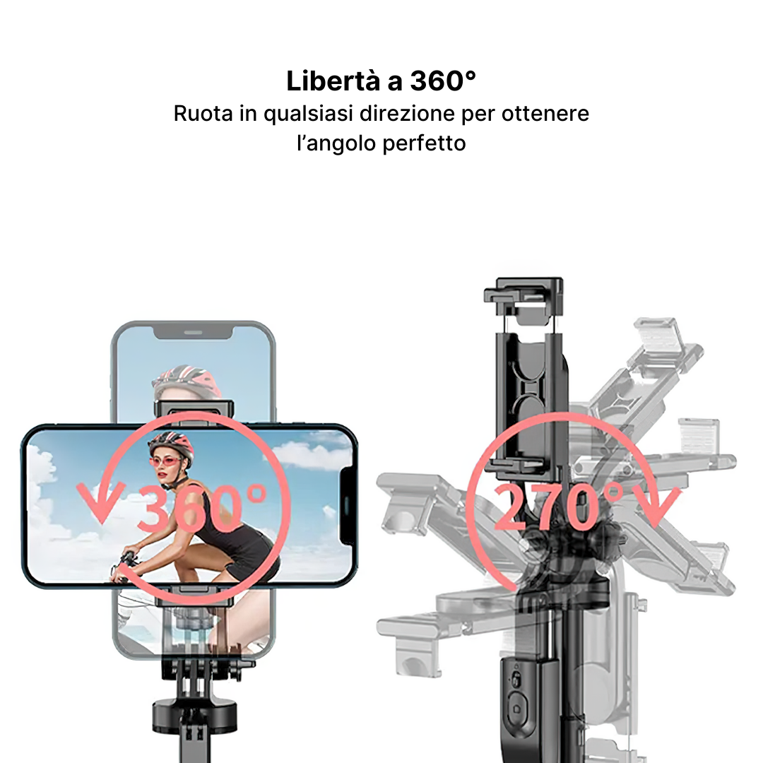 Bastone Selfie e Treppiede Panoramico a 360° con Telecomando per Smartphone
