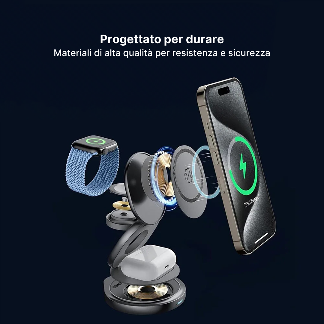 FlexCharge 3-in-1 Caricabatterie Wireless Magnetico