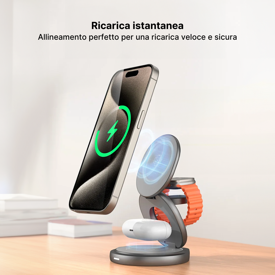 FlexCharge 3-in-1 Caricabatterie Wireless Magnetico