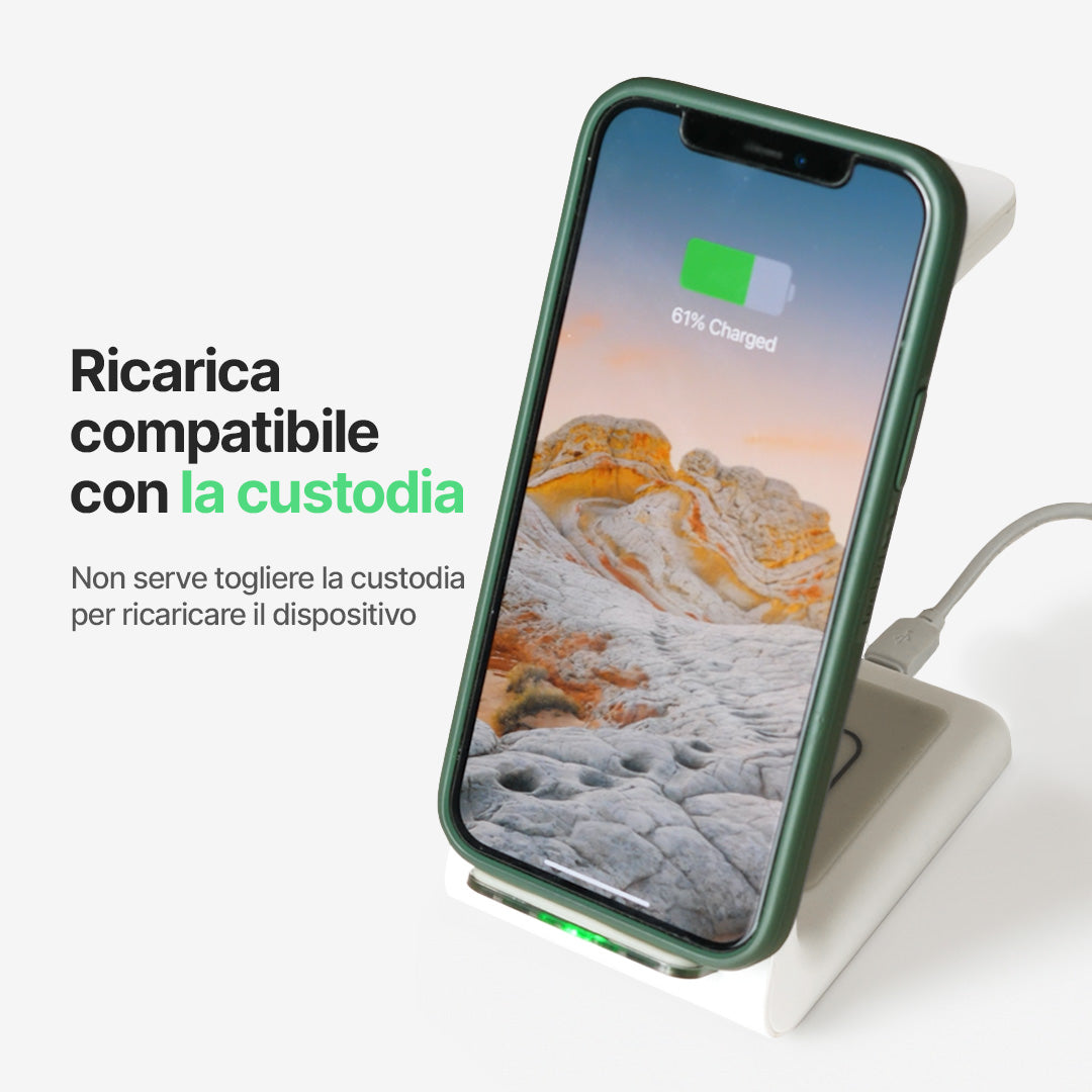 Stazione di Ricarica Wireless 3 in 1, Compatibile con Apple, Samsung, Orologi e AirPods