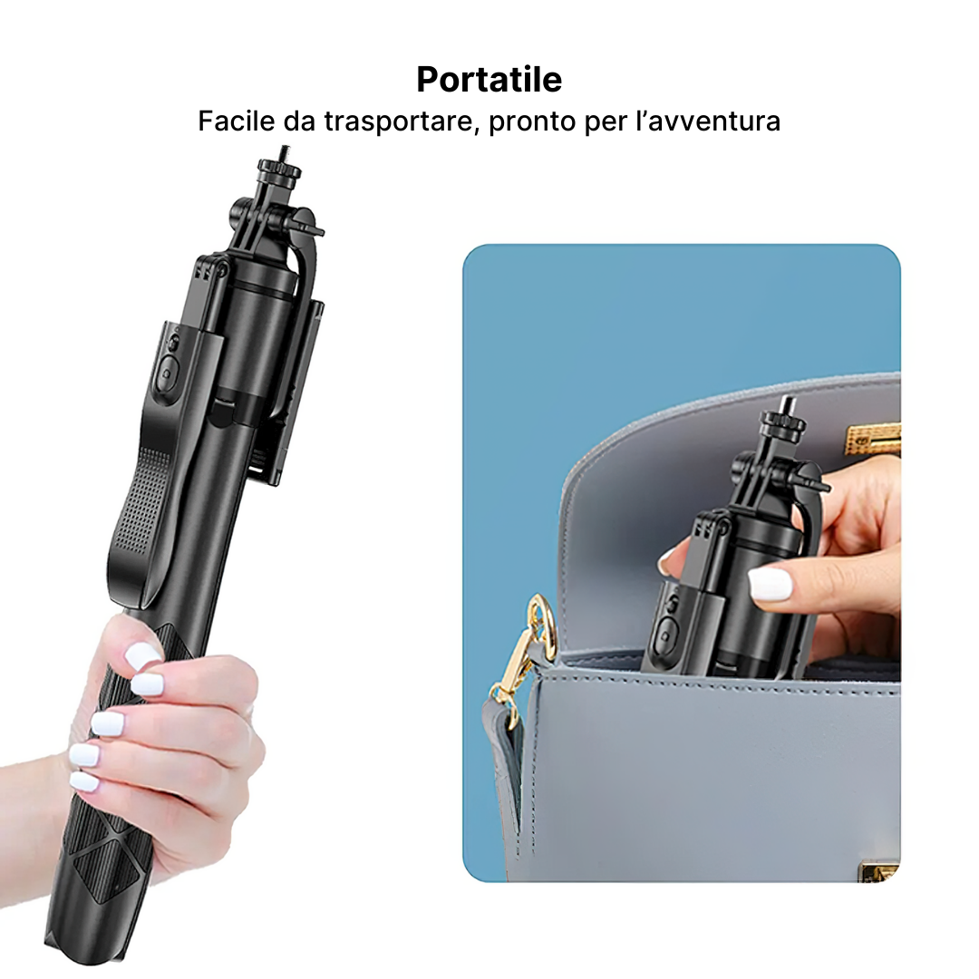 Bastone Selfie e Treppiede Panoramico a 360° con Telecomando per Smartphone
