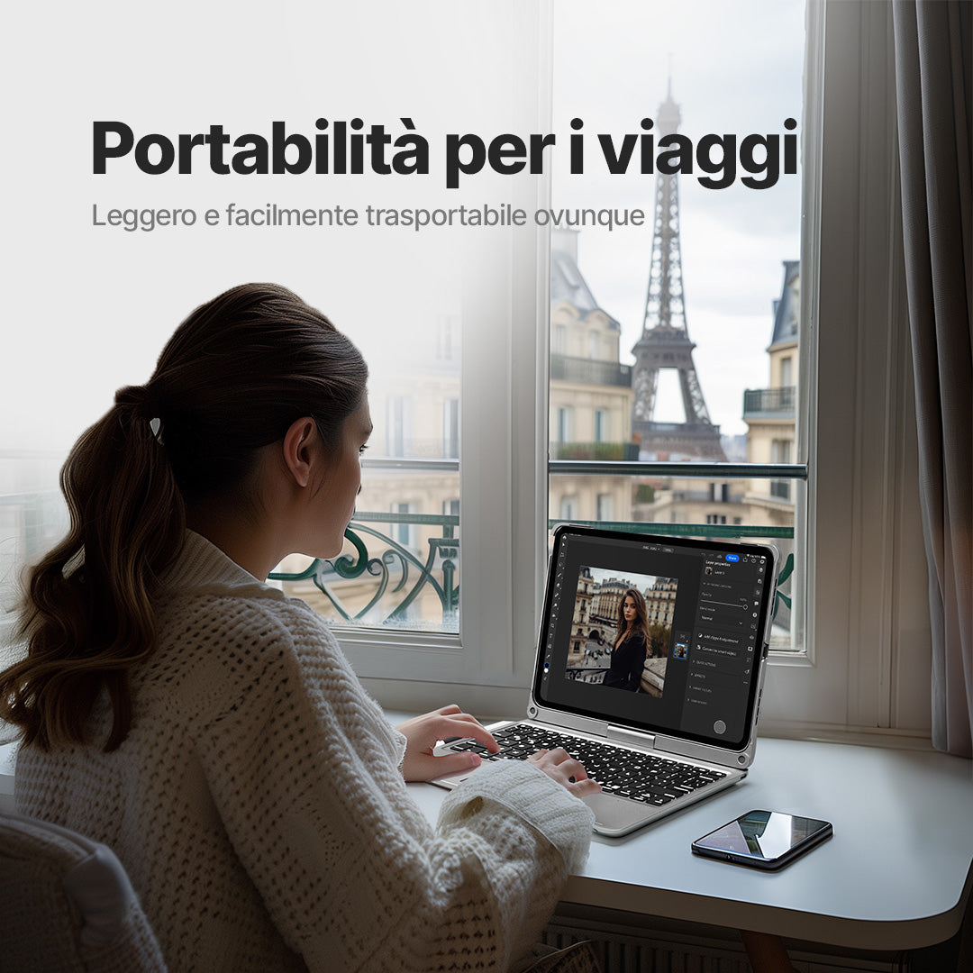 Custodia con Tastiera Wireless Rotate Pro per iPad