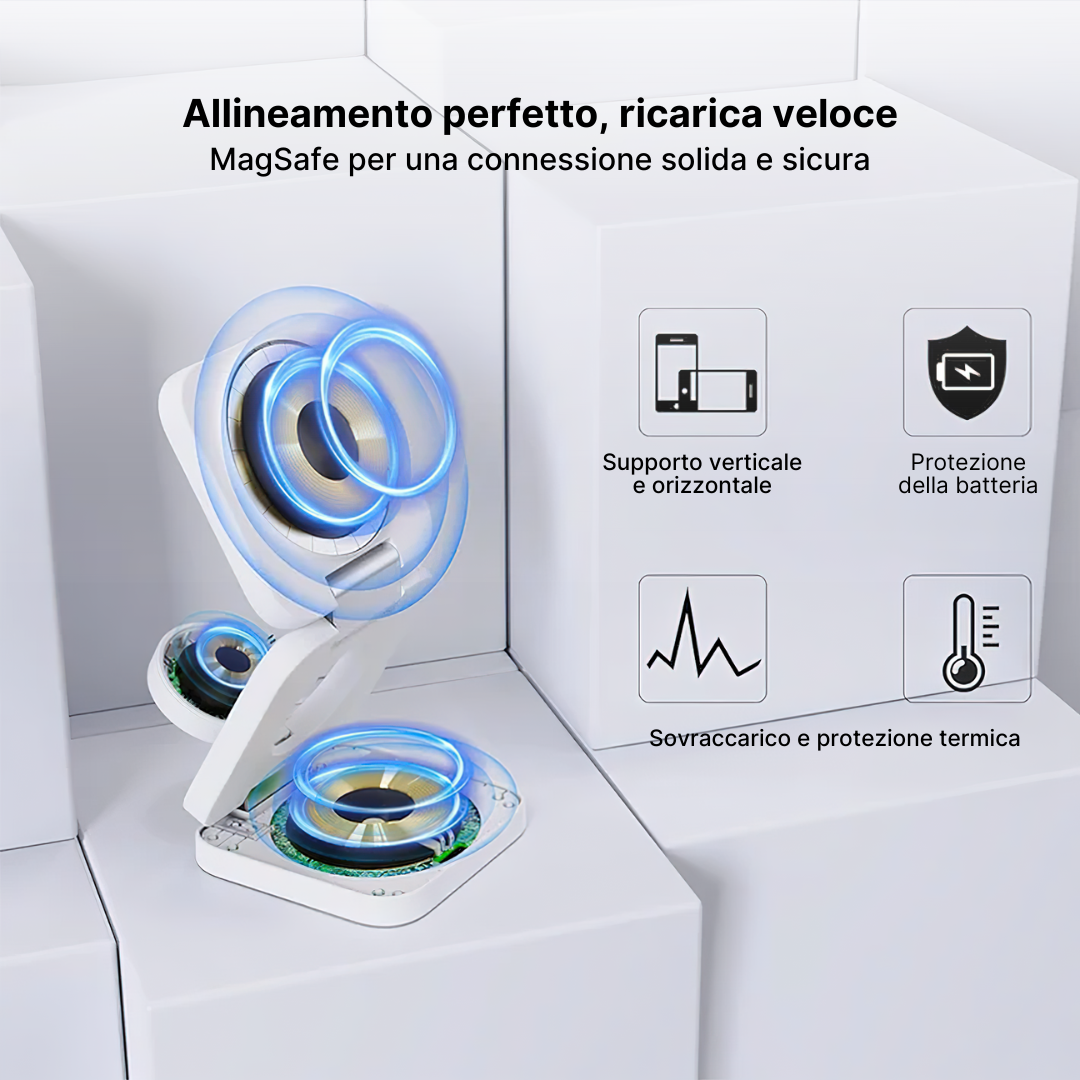 Trio 3 in 1 Stazione di Ricarica Wireless Pieghevole