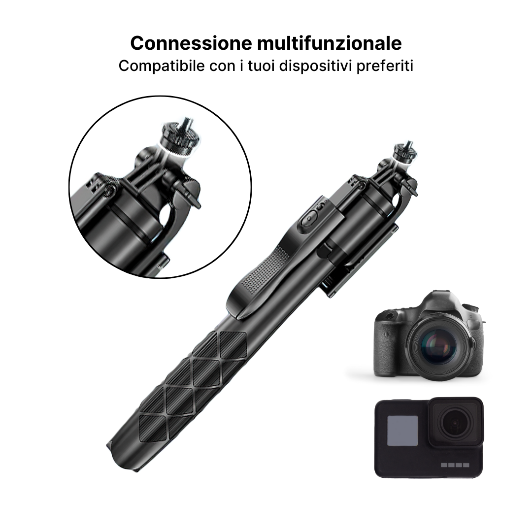 Bastone Selfie e Treppiede Panoramico a 360° con Telecomando per Smartphone