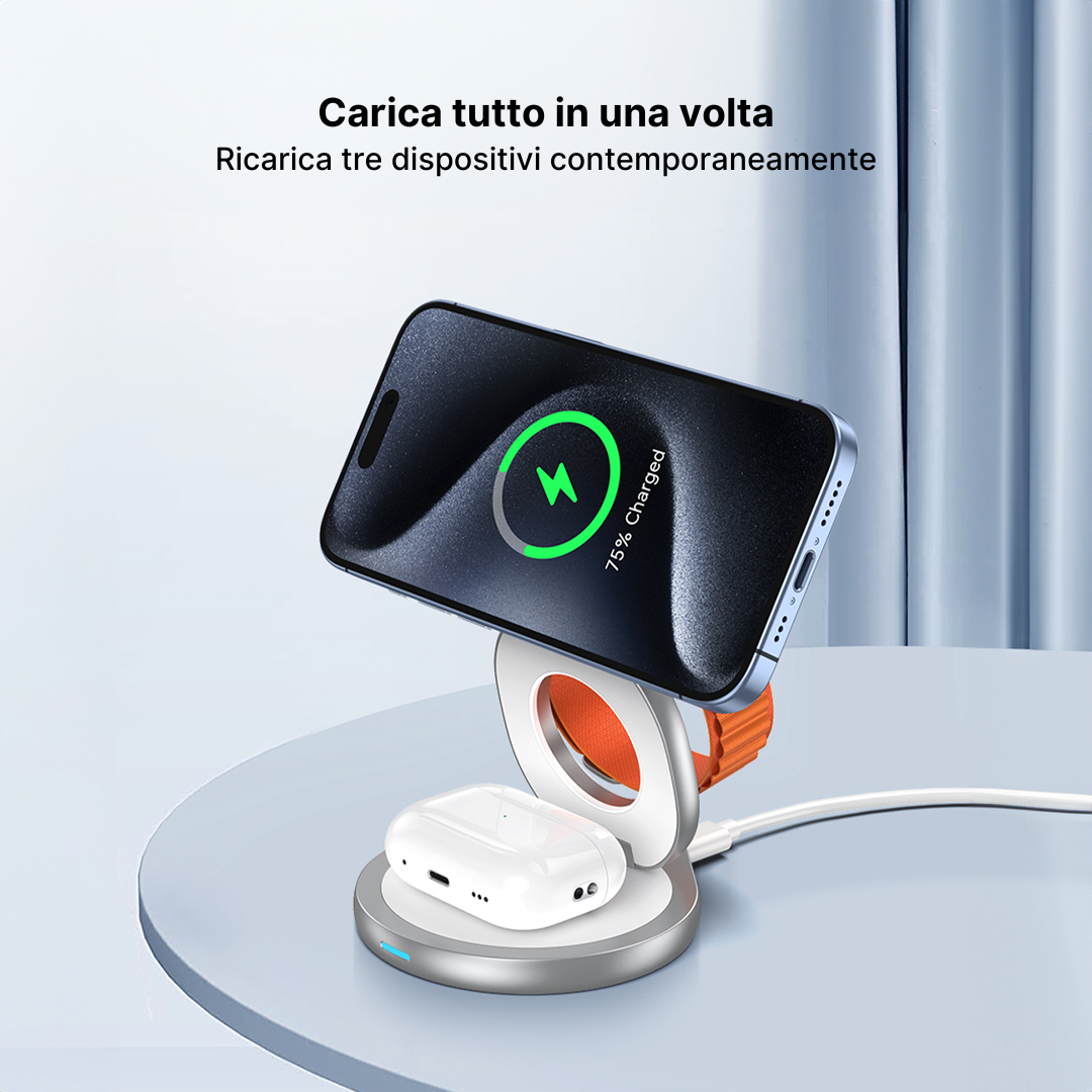 FlexCharge 3-in-1 Caricabatterie Wireless Magnetico