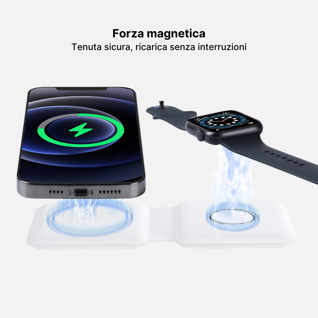 Magfold 2 in 1 Pad di Ricarica Wireless Pieghevole