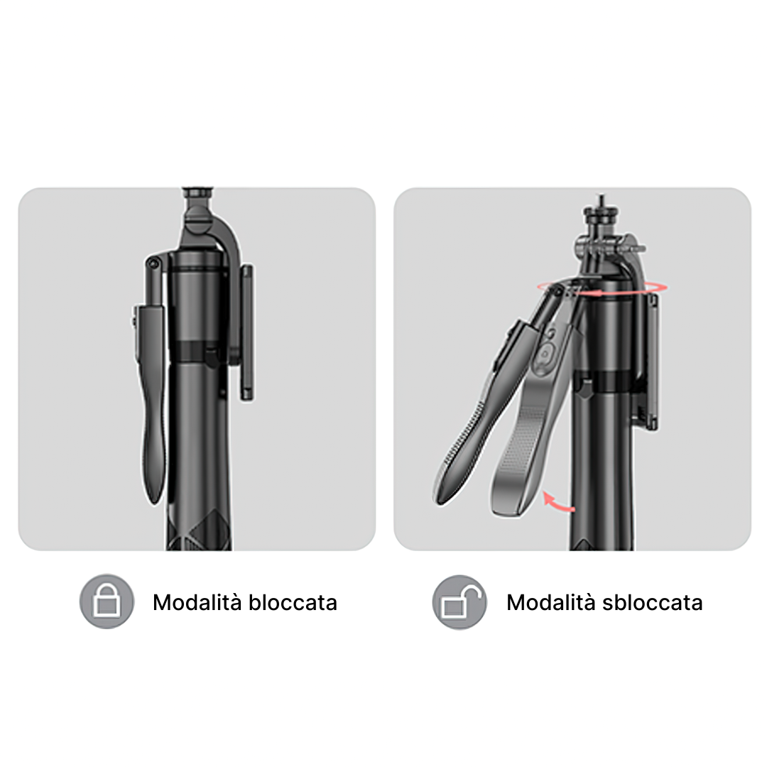 Bastone Selfie e Treppiede Panoramico a 360° con Telecomando per Smartphone