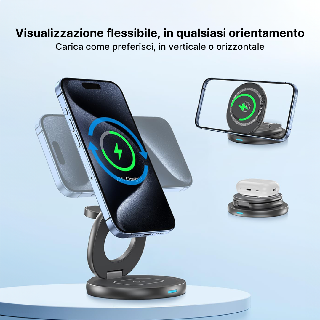 FlexCharge 3-in-1 Caricabatterie Wireless Magnetico