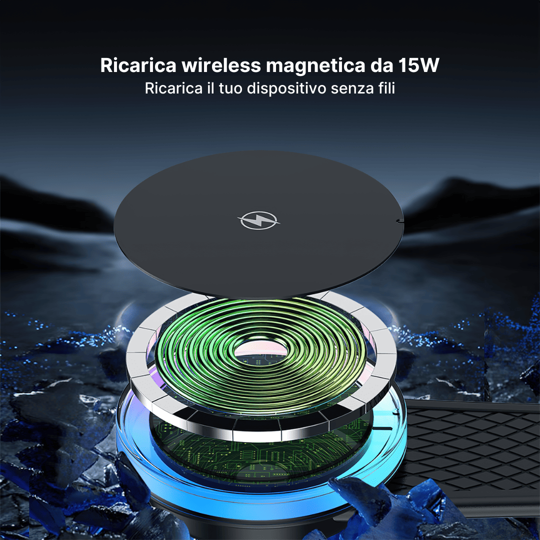 Caricatore per Auto RGB con Supporto Magnetico Regolabile
