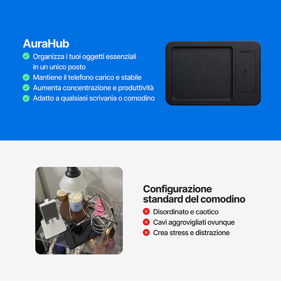 AuraHub Caricabatterie wireless per iPhone e Organizzatore