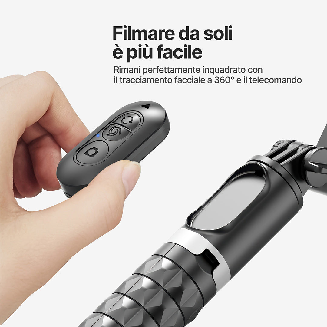 Treppiedi Autofocus per Creators (360°, Tracciamento del Volto, Bastone per Selfie, Luce, Telecomando Wireless)