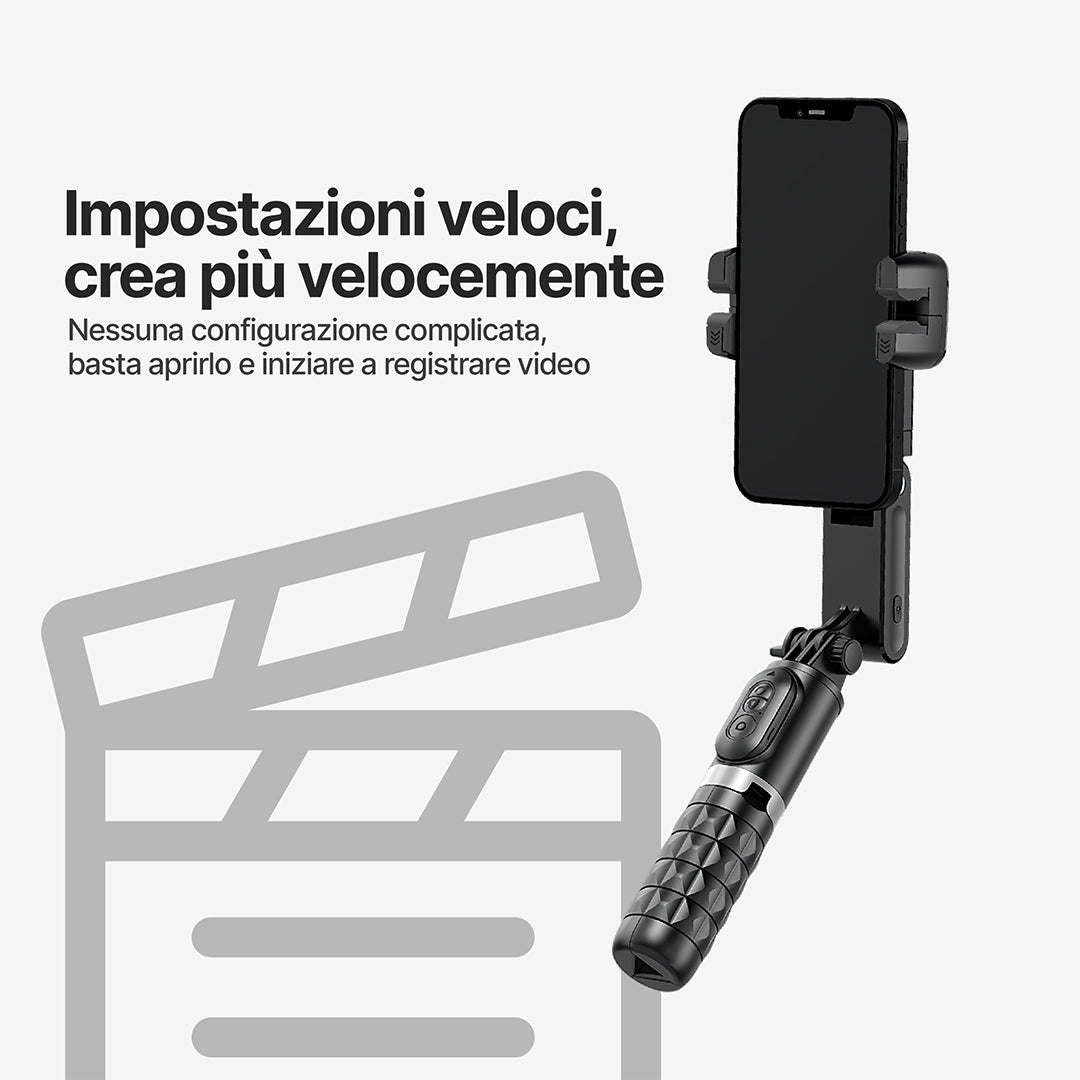 Treppiedi Autofocus per Creators (360°, Tracciamento del Volto, Bastone per Selfie, Luce, Telecomando Wireless)
