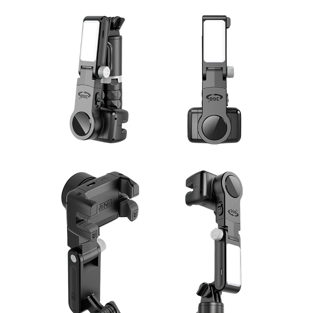 Treppiedi Autofocus per Creators (360°, Tracciamento del Volto, Bastone per Selfie, Luce, Telecomando Wireless)