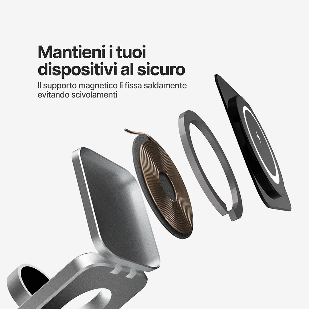 ChargeDeck 3 in 1 Stazione di Ricarica Wireless Pieghevole - Per Apple e Android