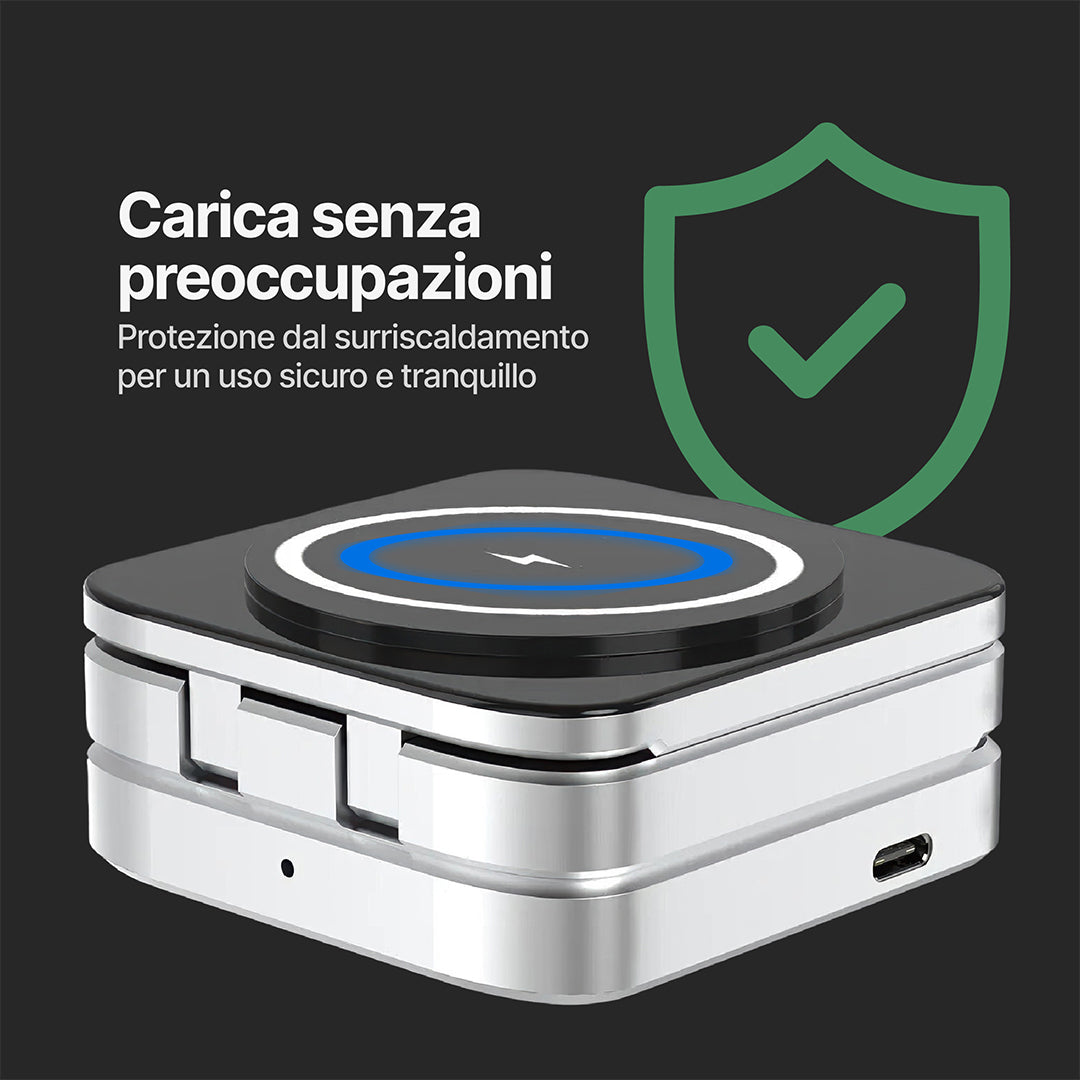ChargeDeck 3 in 1 Stazione di Ricarica Wireless Pieghevole - Per Apple e Android
