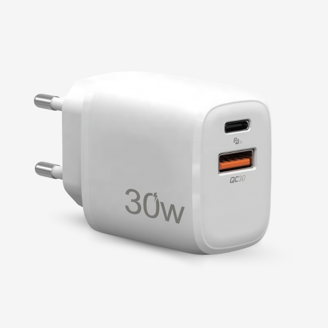 Adattatore di Ricarica Rapida Dual-Plug USB-C 30W