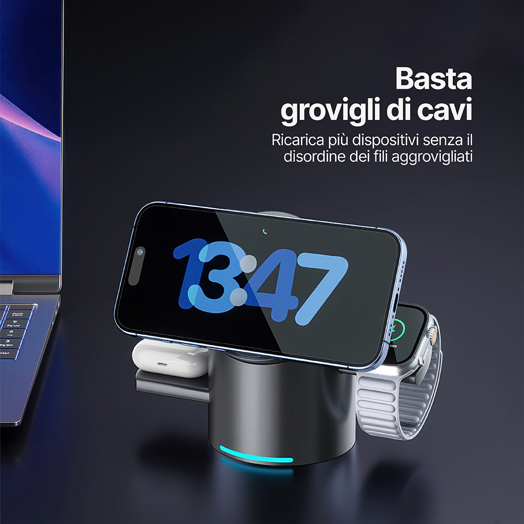 Halo MagSafe Stazione di ricarica wireless 3 in 1 Qi2