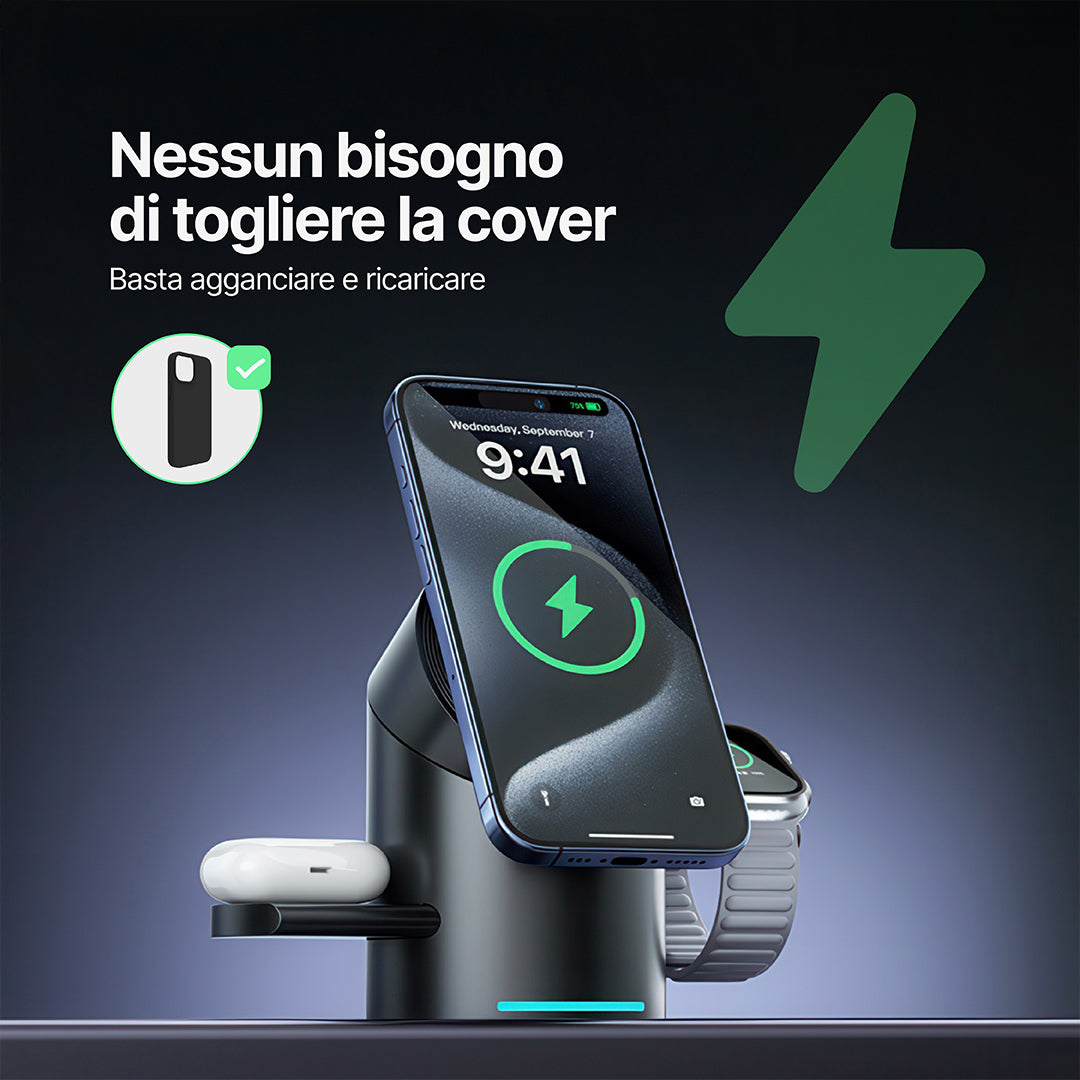Halo MagSafe Stazione di ricarica wireless 3 in 1 Qi2