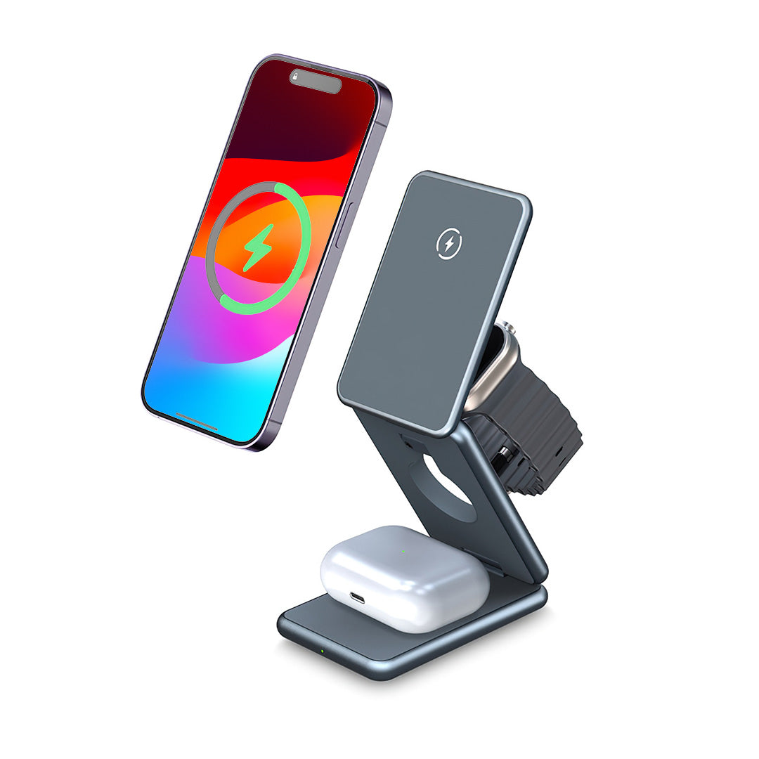MagFold Pro 3 in 1 Supporto di Ricarica Wireless in Alluminio