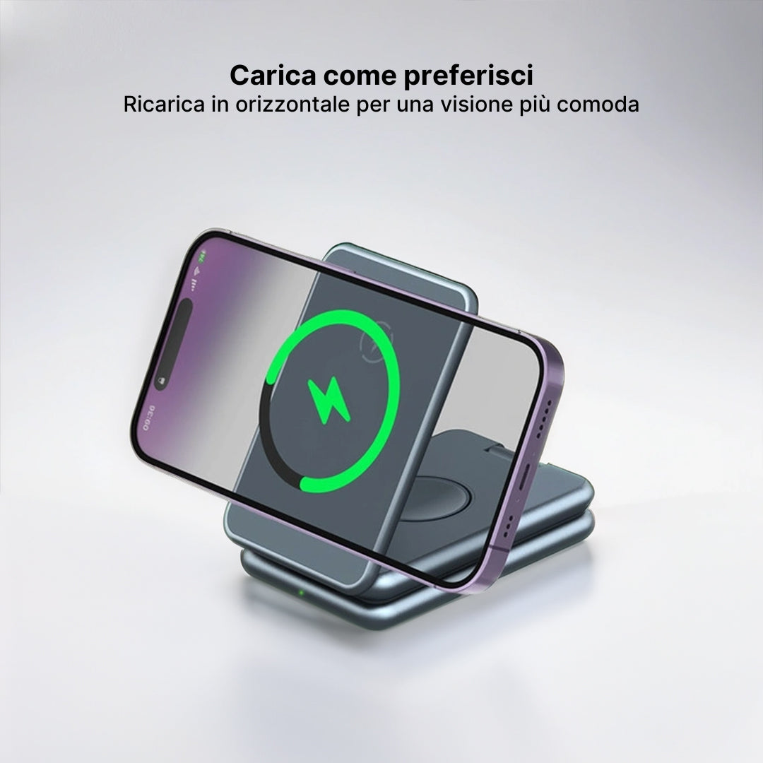 MagFold Pro 3 in 1 Supporto di Ricarica Wireless in Alluminio