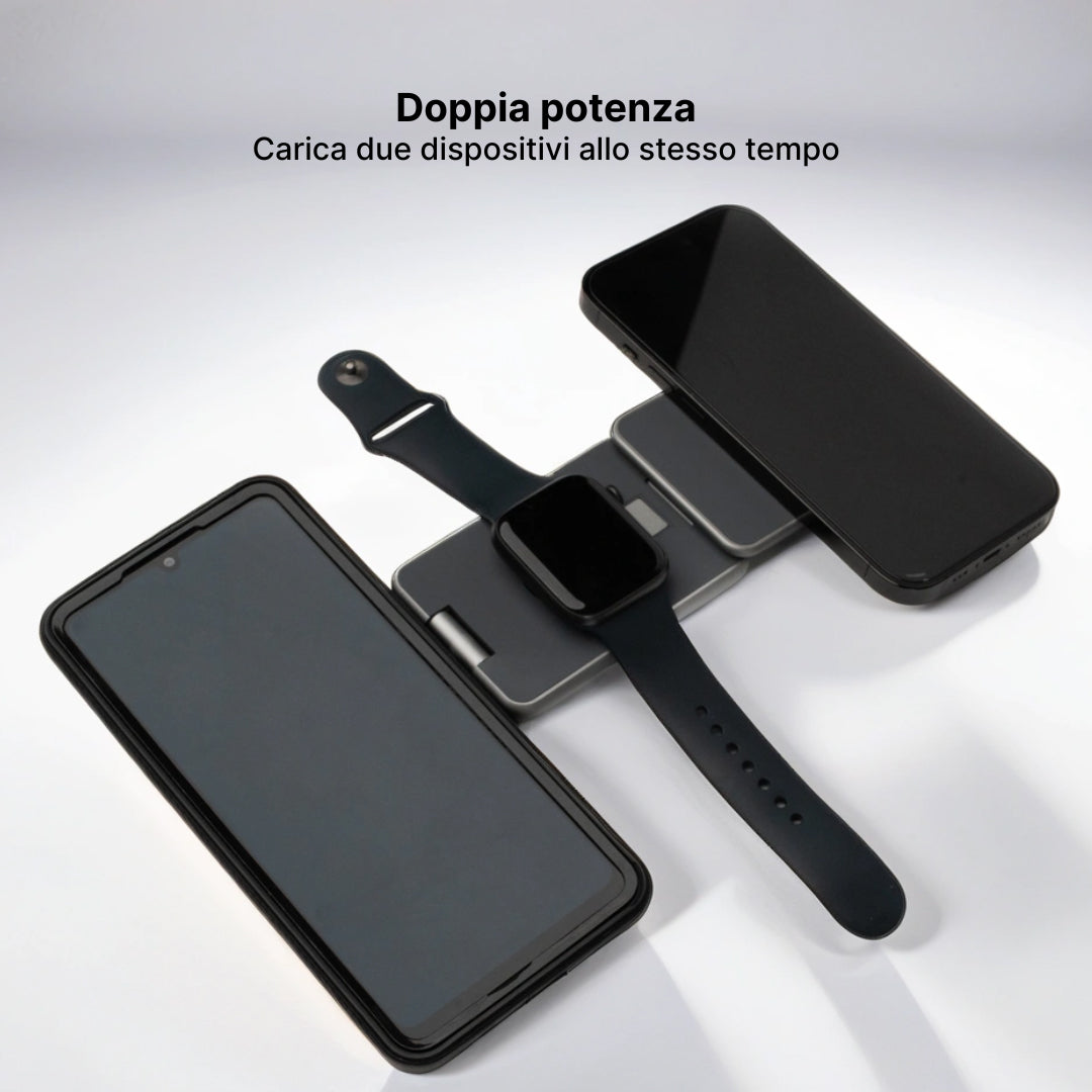 MagFold Pro 3 in 1 Supporto di Ricarica Wireless in Alluminio