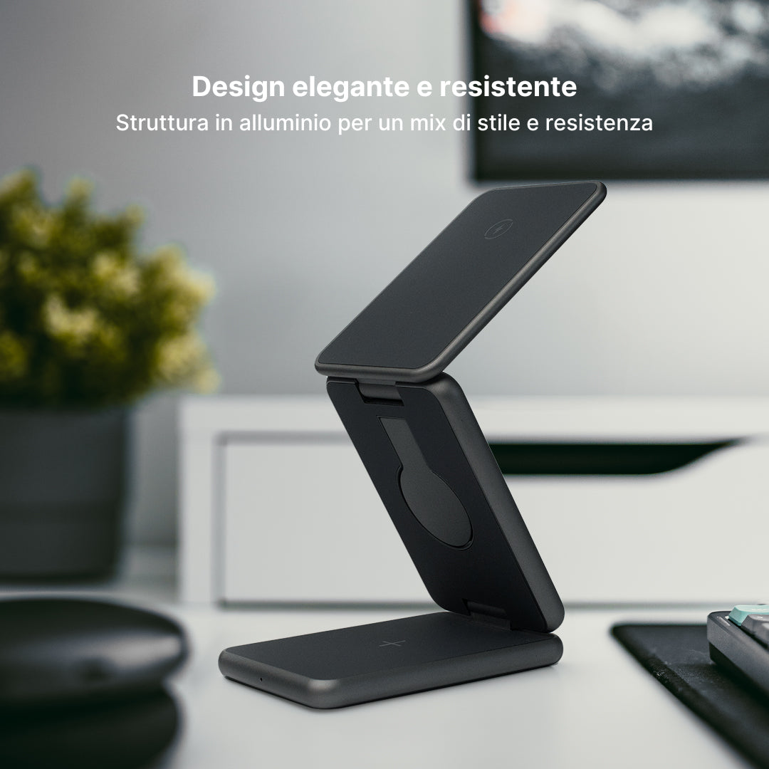 MagFold Pro 3 in 1 Supporto di Ricarica Wireless in Alluminio