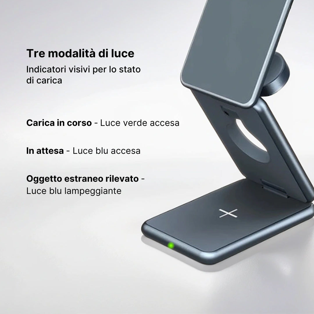MagFold Pro 3 in 1 Supporto di Ricarica Wireless in Alluminio