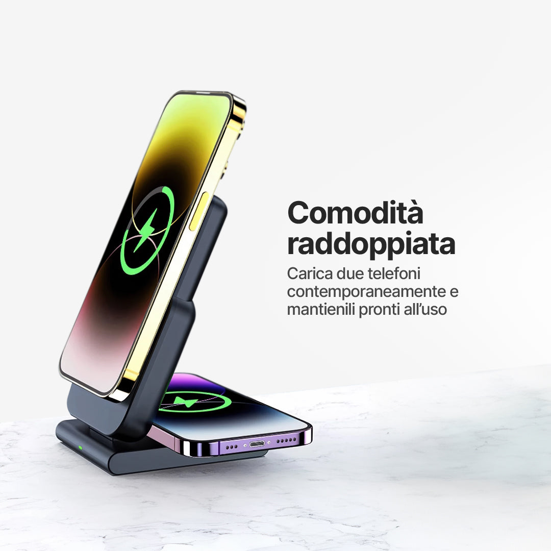 PowerMag 3 in 1 Caricatore Wireless Magnetico con Supporto