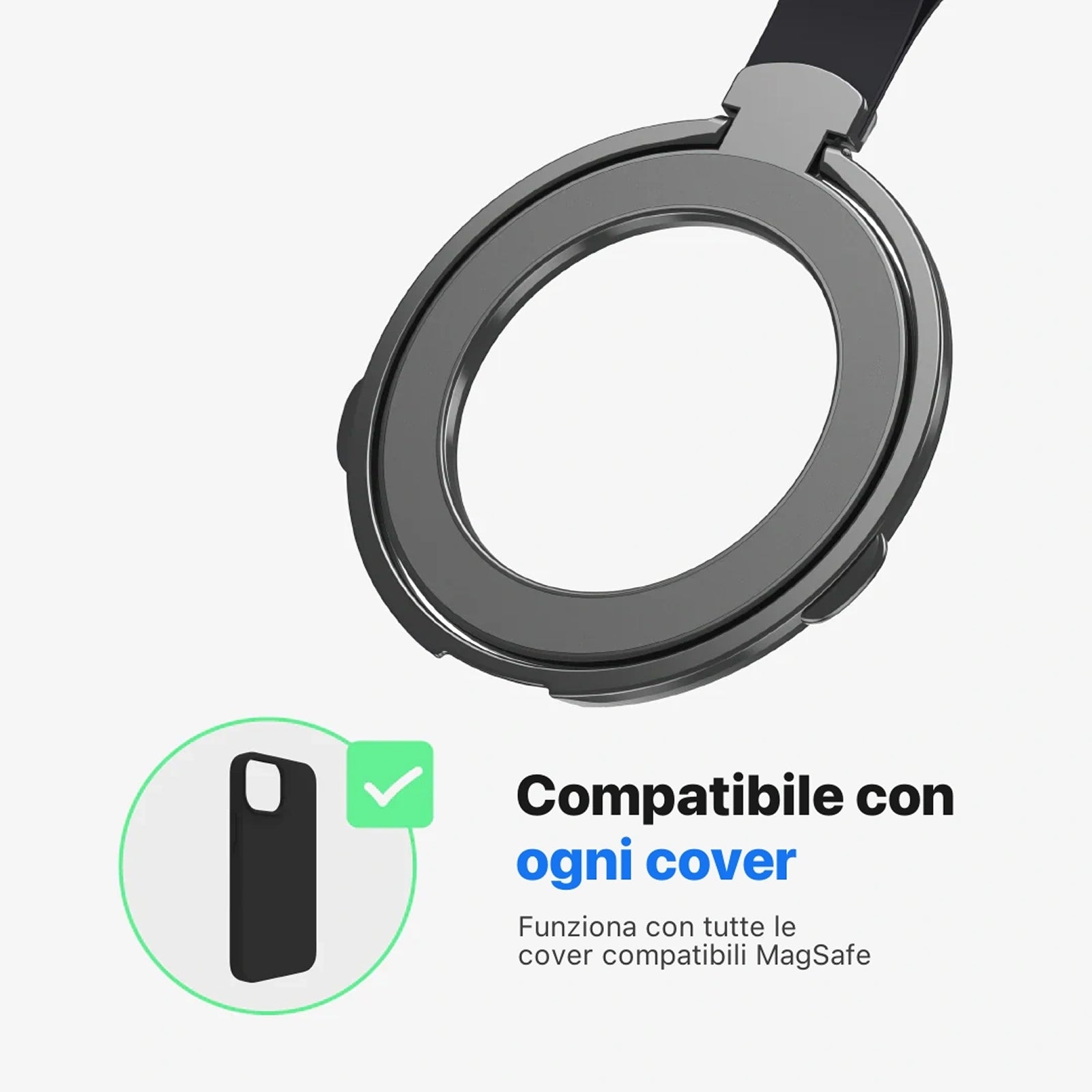 Supporto Magnetico Rotante per Telefono con Anello Pieghevole