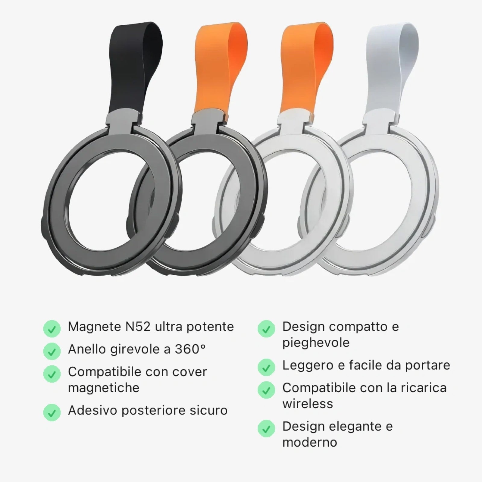 Supporto Magnetico Rotante per Telefono con Anello Pieghevole