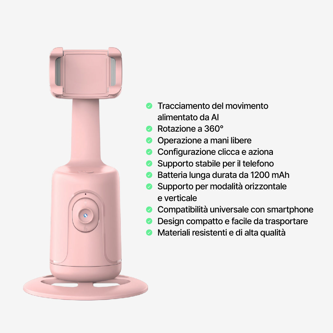Supporto per Fotocamera Telefonica Smart360 con Tracciamento IA del Movimento