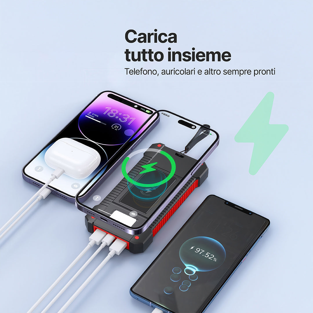 SolaBank Powerbank Wireless con Ricarica 10000mAh