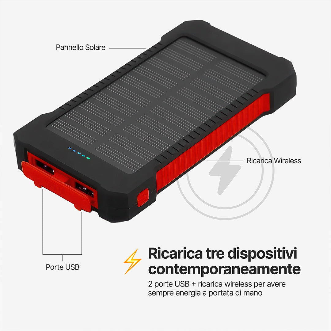 SolaBank Powerbank Wireless con Ricarica 10000mAh