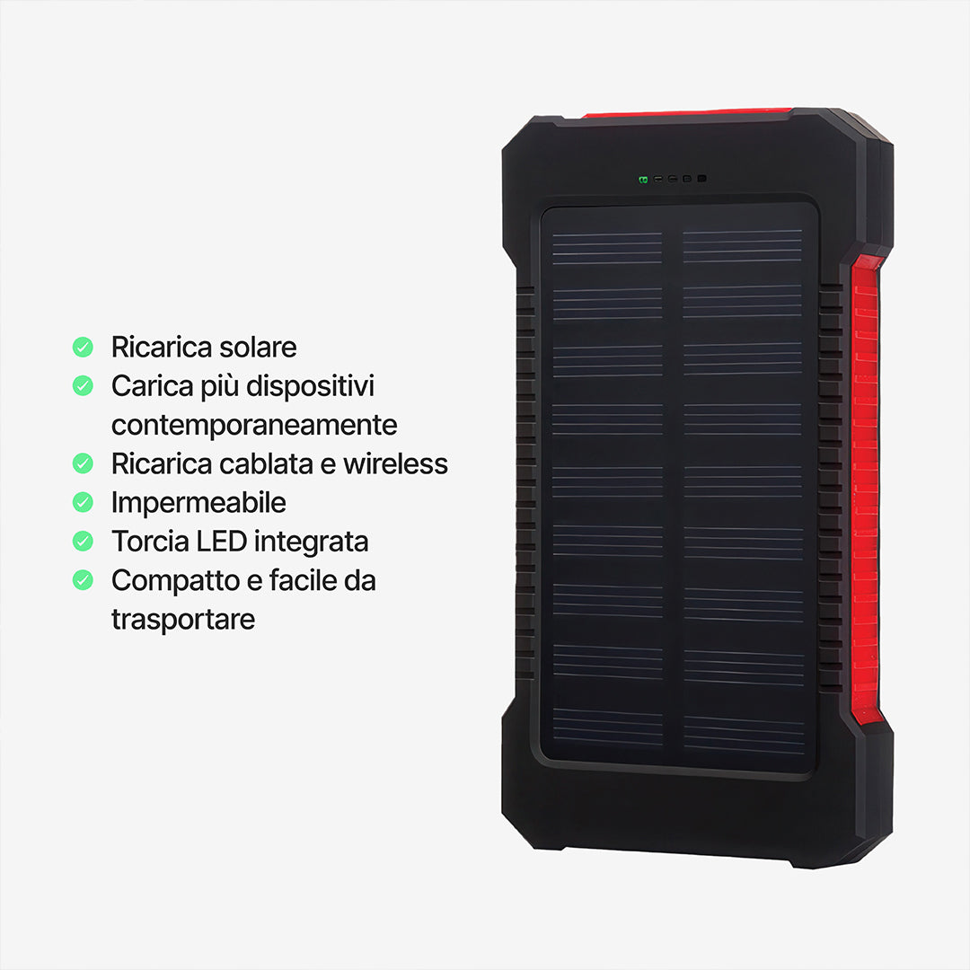 SolaBank Powerbank Wireless con Ricarica 10000mAh