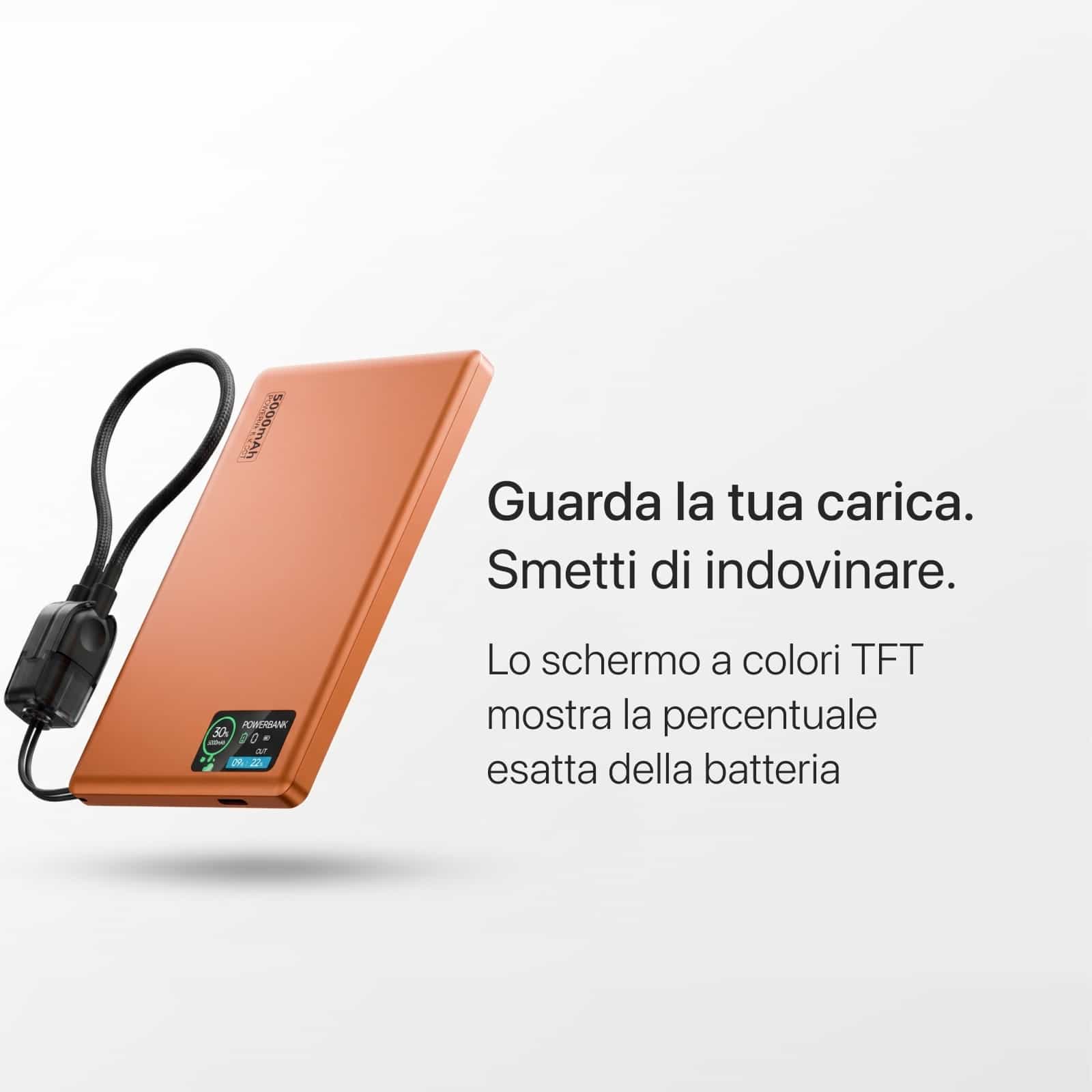 Power Bank Q2 Ultra Sottile da 22,5 W con Display