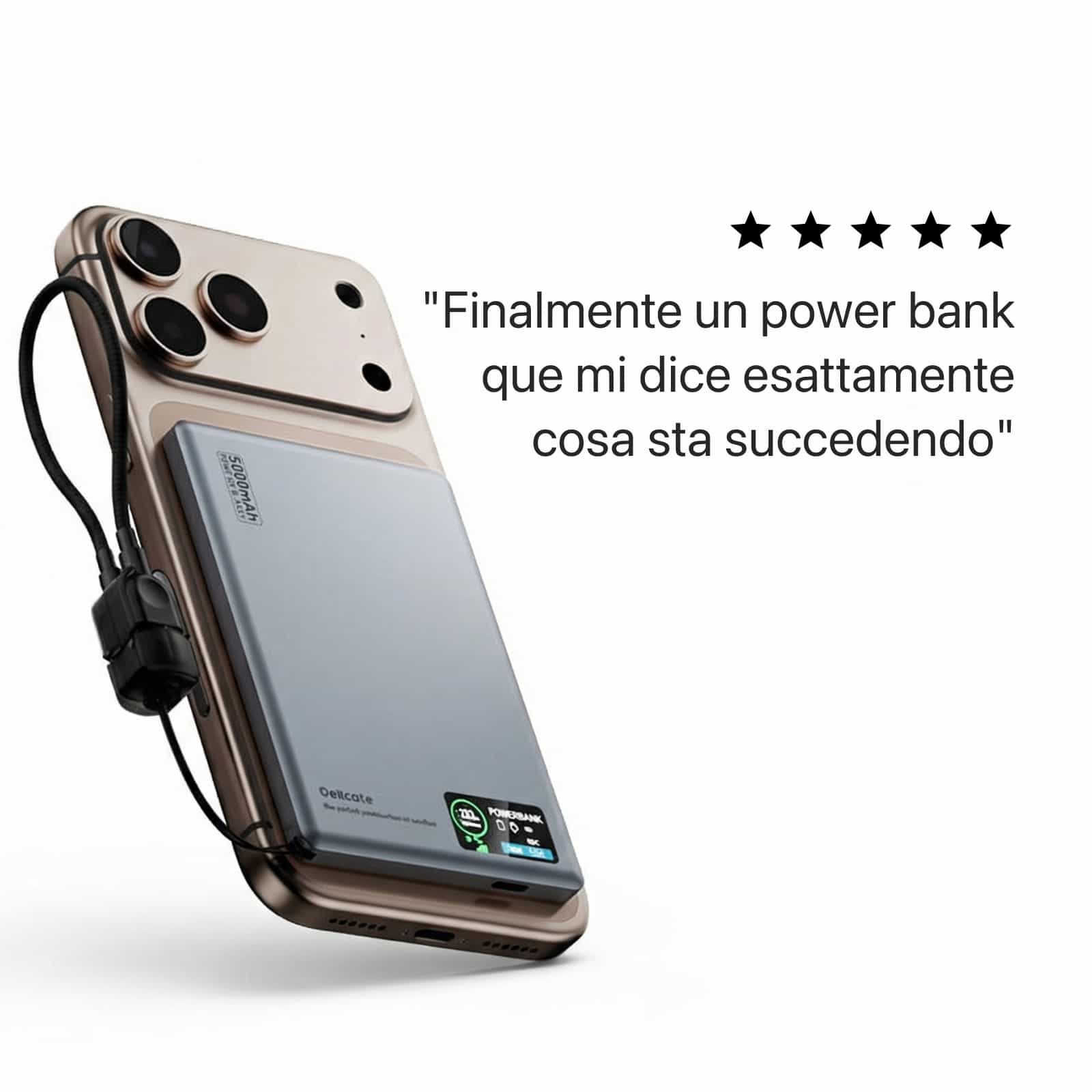 Power Bank Q2 Ultra Sottile da 22,5 W con Display