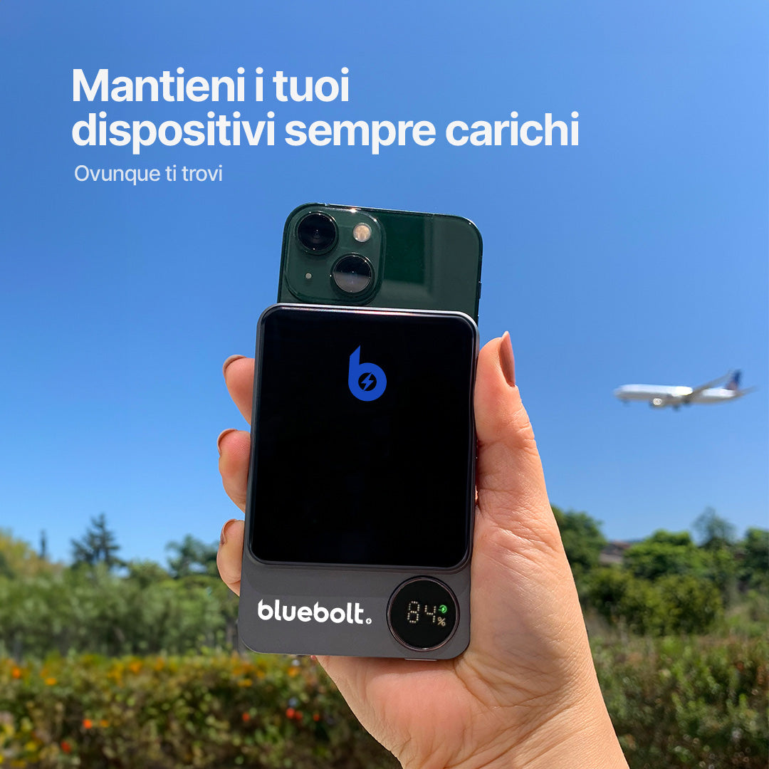 Power Bank Ultra Sottile 20W con Ricarica Wireless Magnetica