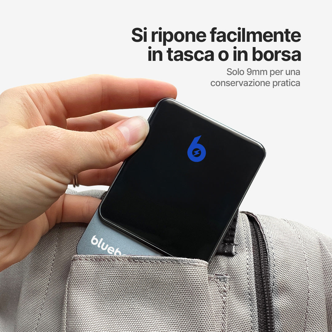 Power Bank Ultra Sottile 20W con Ricarica Wireless Magnetica
