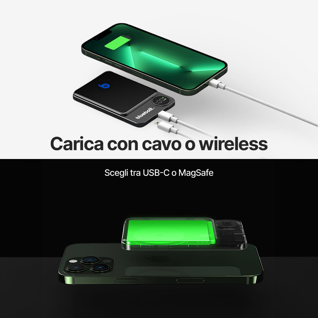 Power Bank Ultra Sottile 20W con Ricarica Wireless Magnetica
