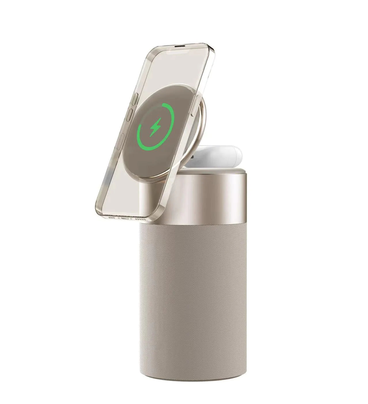 Stazione di Ricarica Wireless 3 in 1 con Altoparlante Bluetooth e Luce Notturna
