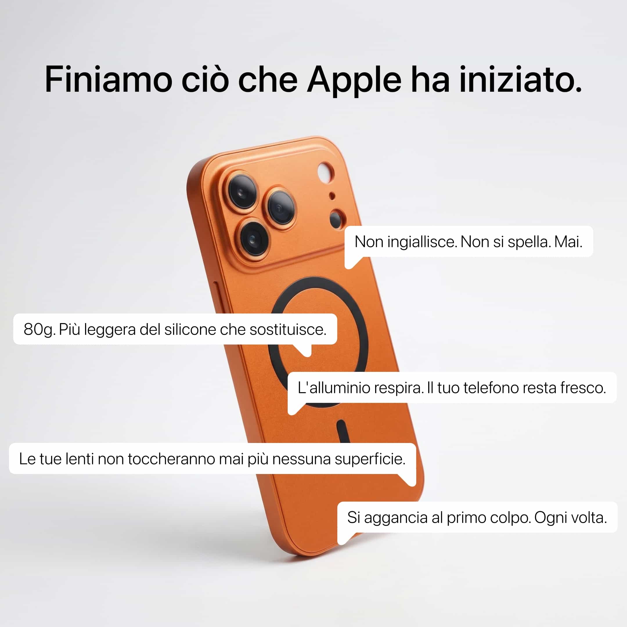 Custodia metallica per iPhone con protezione fotocamera
