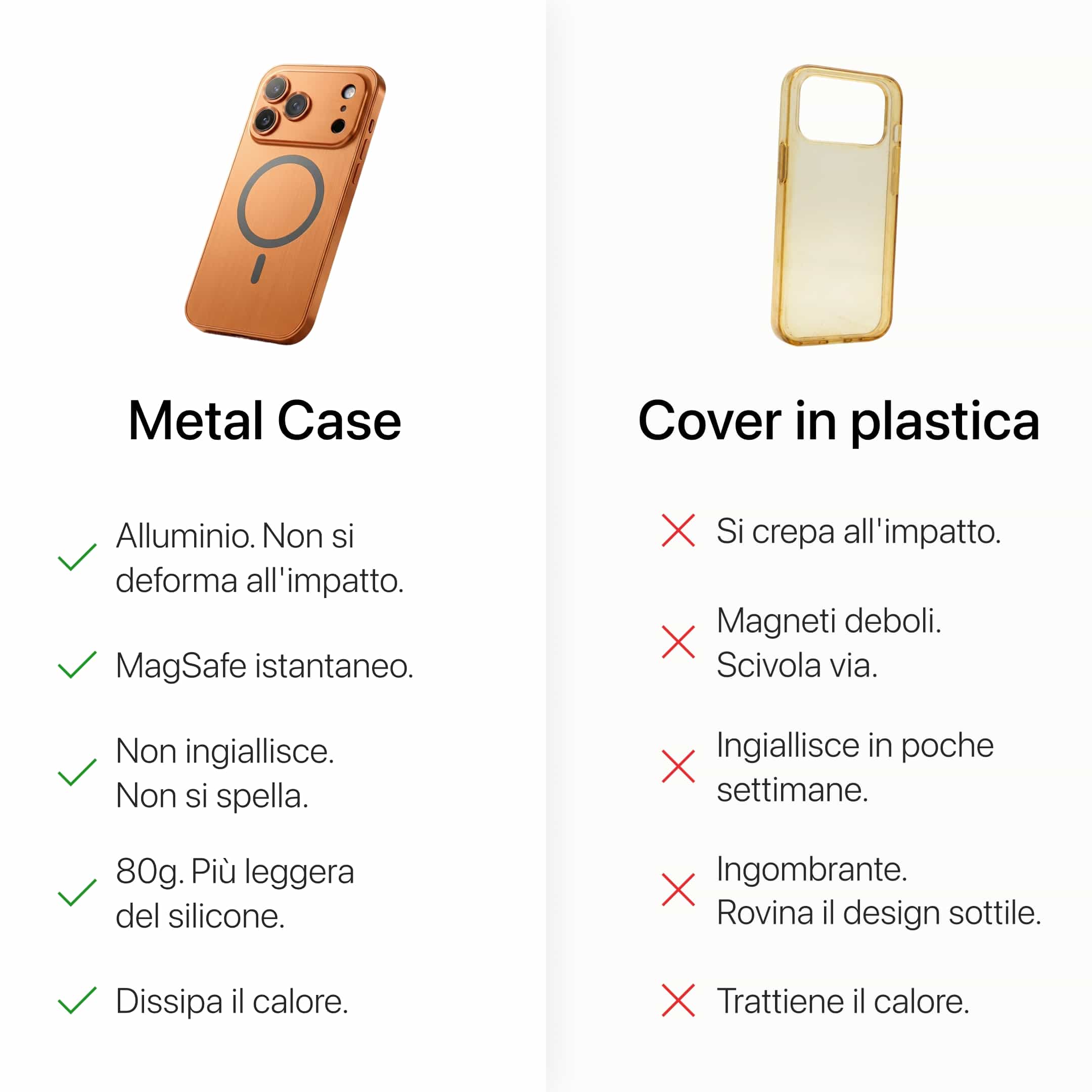 Custodia metallica per iPhone con protezione fotocamera