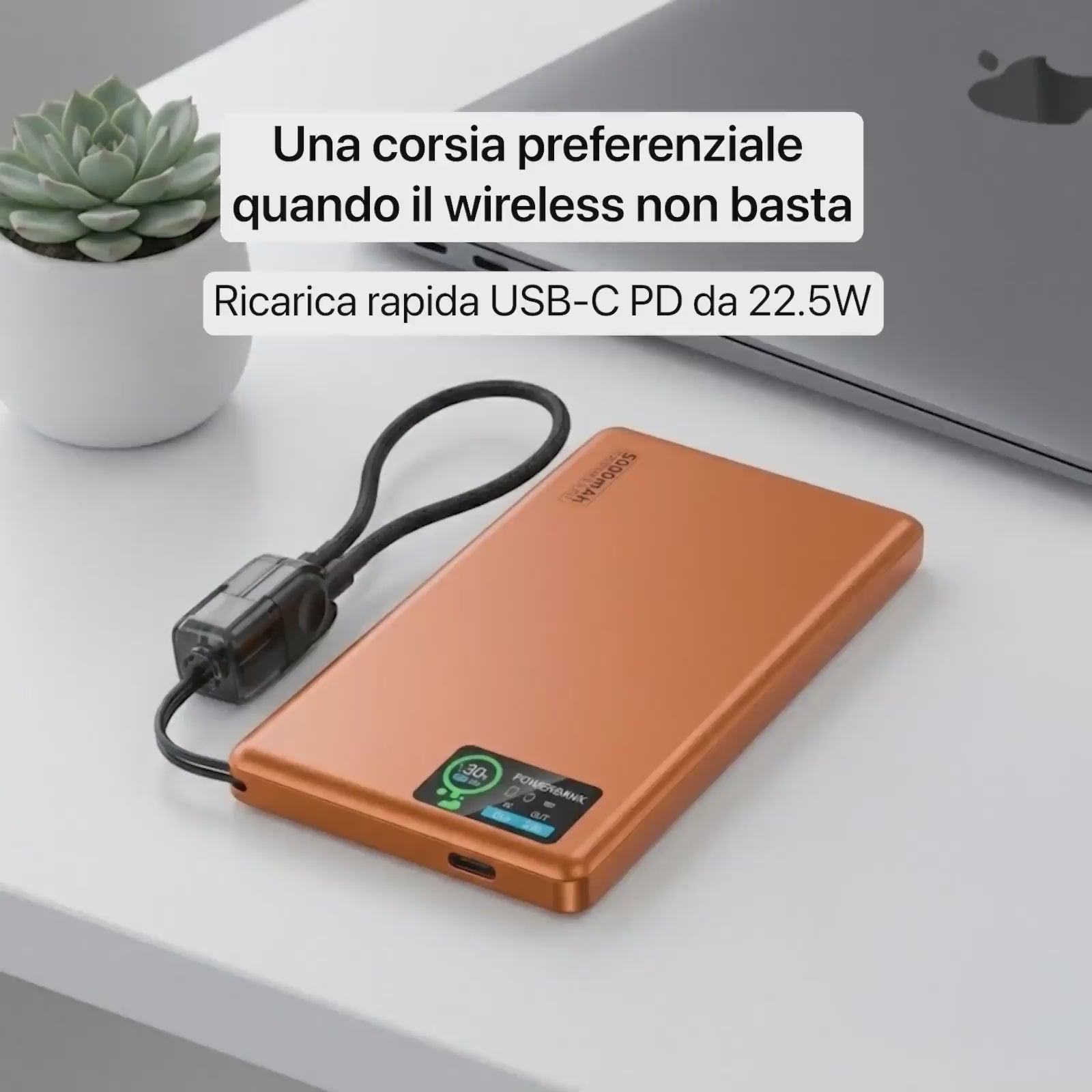 Power Bank Q2 Ultra Sottile da 22,5 W con Display